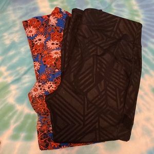 Blue and orange floral tc Lularoe leggings, old navy active leggings xxl 006